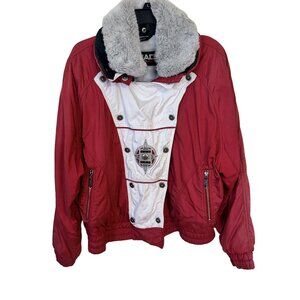 Vintage Head Sportswear Pink & White Jacket Faux Fur Womans Large Ski Western